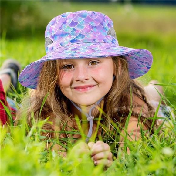 Kids Sun Hat Girls Bucket Hat Toddler Beach Blue - Picture 3 of 6